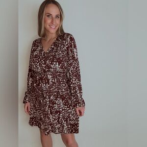 Surplice Abstract Pattern Mini Dress